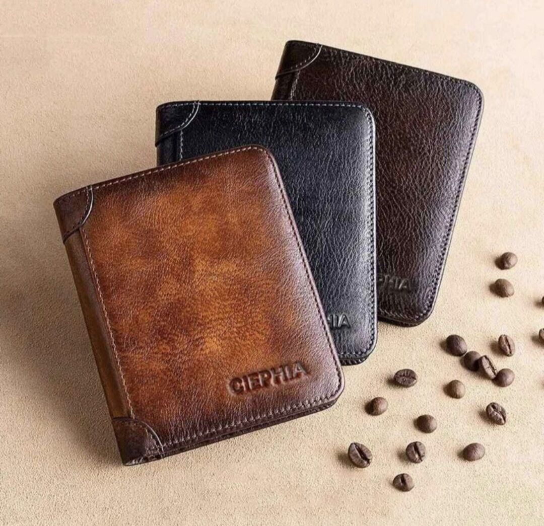 Genuine Leather Rfid Protection Mens Wallet Multi Function ID Credit Card Holder - Image 1
