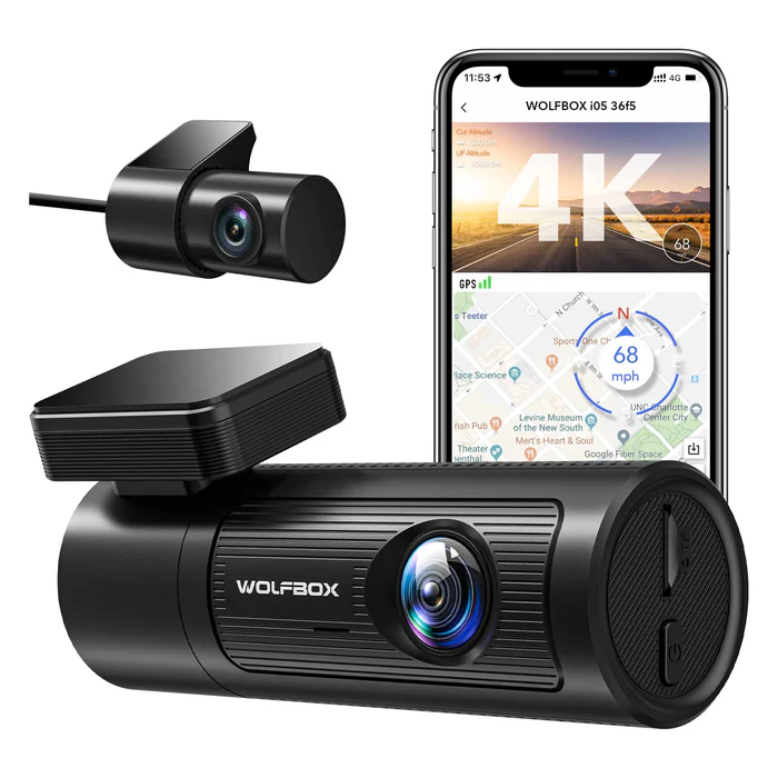 i05 | WOLFBOX Dash Cam Front and Rear, 4K Dash Cam with GPS WiFi UHD 2160P/1600P + 1080P - Image 1