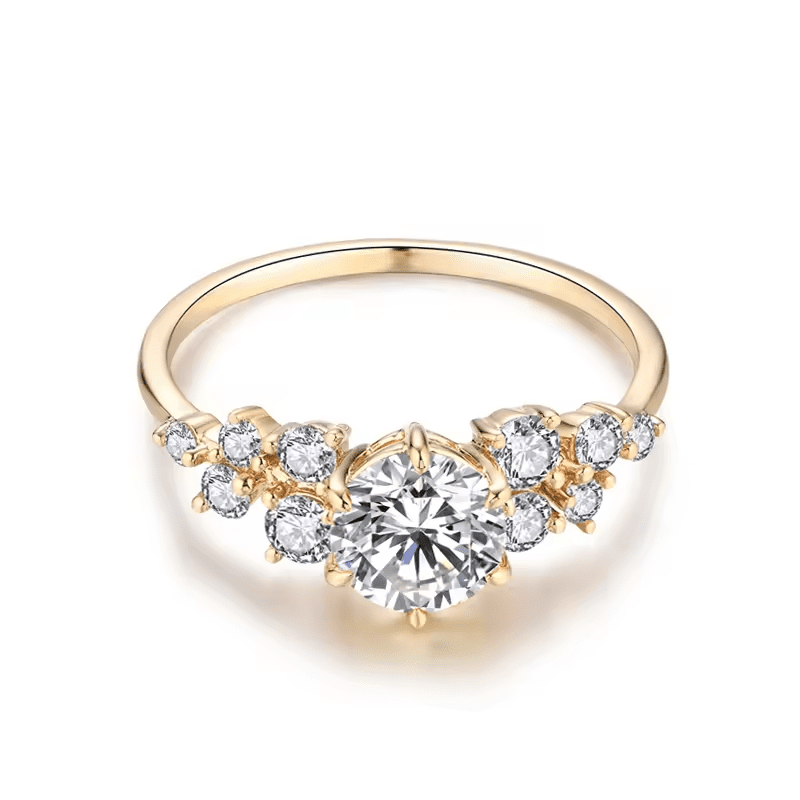 10K/14K Yellow Gold Ring for Women – Handmade Round Cut Engagement & Wedding Jewelry - Image 1